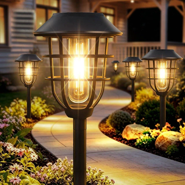 Main image of Bright Solar Lights Outdoor, Metal Solar Pathway Lights Outdoor IP65 Waterproof 6 Pack Solar Garden Lights with Auto On Off for Yard, Patio, Walkway, Driveway and Landscape Decoration,Warm White