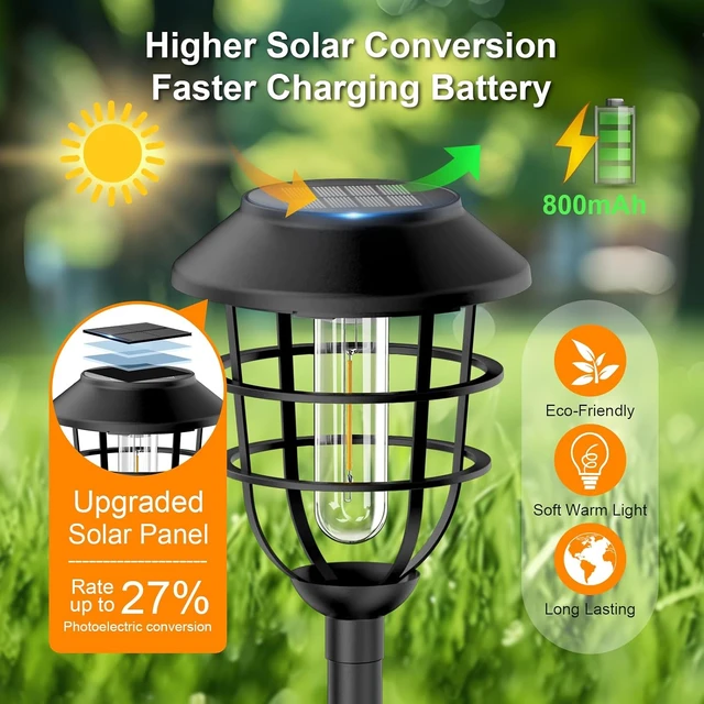 Alt view image 5 of 7 - Bright Solar Lights Outdoor, Metal Solar Pathway Lights Outdoor IP65 Waterproof 6 Pack Solar Garden Lights with Auto On Off for Yard, Patio, Walkway, Driveway and Landscape Decoration,Warm White