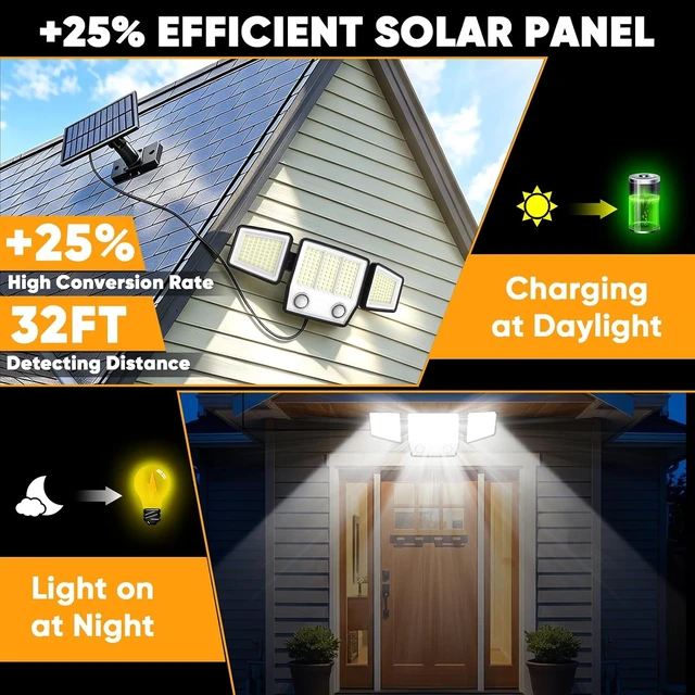 Alt view image 7 of 7 - MDCMDCM Split Solar Lights Outdoor Waterproof with Dual Motion Sensors - 15.7ft Cable 3000LM Solar Security Light for Garden Patio Pathway Fence, IP65 Waterproof Solar Flood Lights for Outside