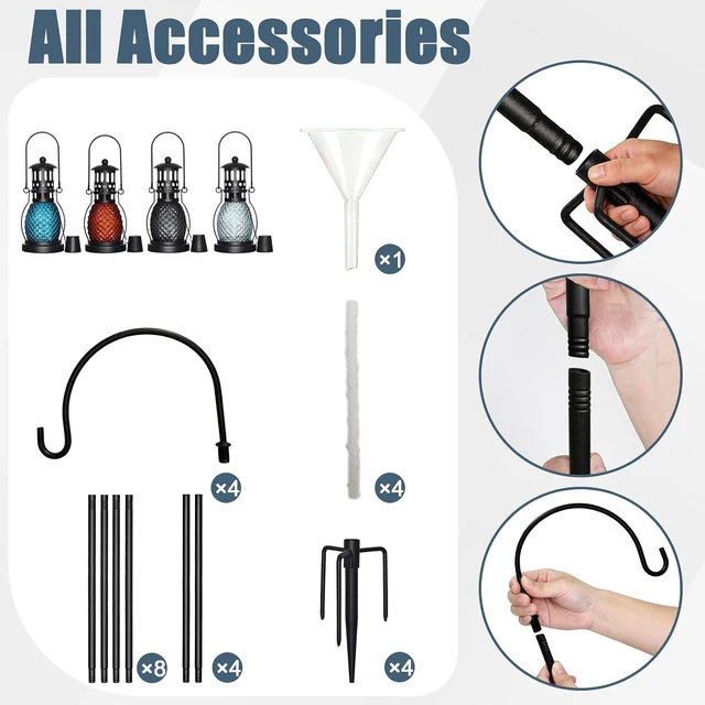 Alt view image 3 of 6 - Citronella Torches 12.5 oz,4-Prong Grounded Stake-4 Pcs,27"-55" Height Adjustment,Garden Torches for Outside for Party,Yard, Backyard