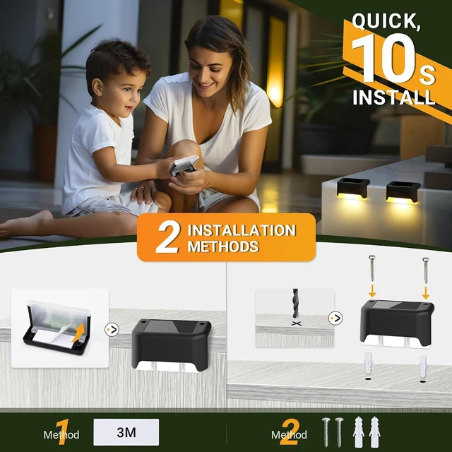 Alt view image 5 of 6 - Solar Deck Lights, Solar Step Lights Waterproof, 12 Pack Warm White