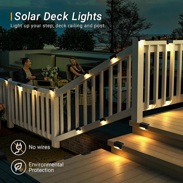 Alt view image 4 of 6 - Solar Deck Lights, Solar Step Lights Waterproof, 12 Pack Warm White