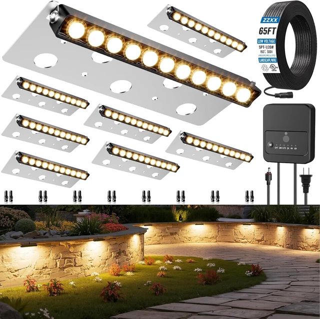 Main image of ZZXX Low Voltage Retaining Wall Lights Kit, 3W 2700K Step Lights, 8 Pack