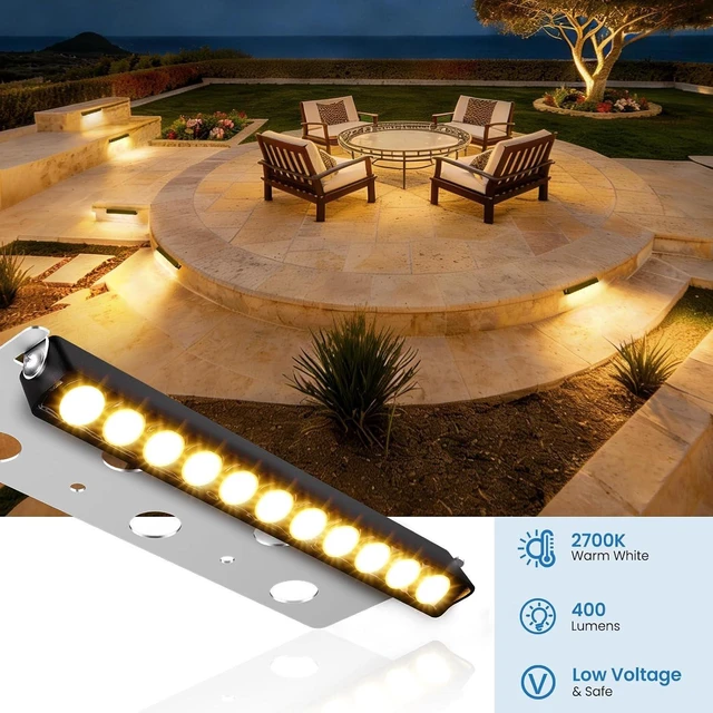 Alt view image 5 of 7 - ZZXX Low Voltage Retaining Wall Lights Kit, 3W 2700K Step Lights, 8 Pack