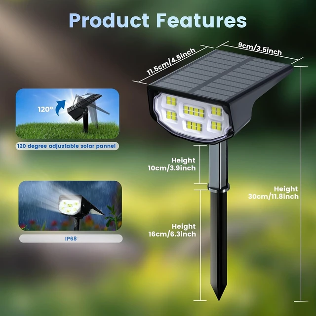 Alt view image 3 of 7 - Solar Spot Lights Outdoor IP68 Waterproof, Ultra-Bright PerformanceSimple Modes for Easier Operation, Auto On/OffSolar Powered Landscape Lights for Garden, Yard, Pathway (Cool White, 6 Pack)