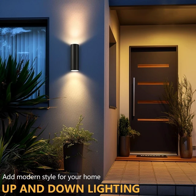 Alt view image 2 of 7 - wowlite Outdoor Wall Sconce, Modern Up & Down Wall Light, Matte Black