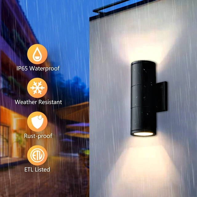 Alt view image 3 of 7 - wowlite Outdoor Wall Sconce, Modern Up & Down Wall Light, Matte Black