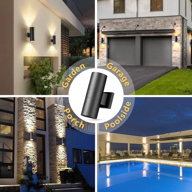 Alt view image 7 of 7 - wowlite Outdoor Wall Sconce, Modern Up & Down Wall Light, Matte Black