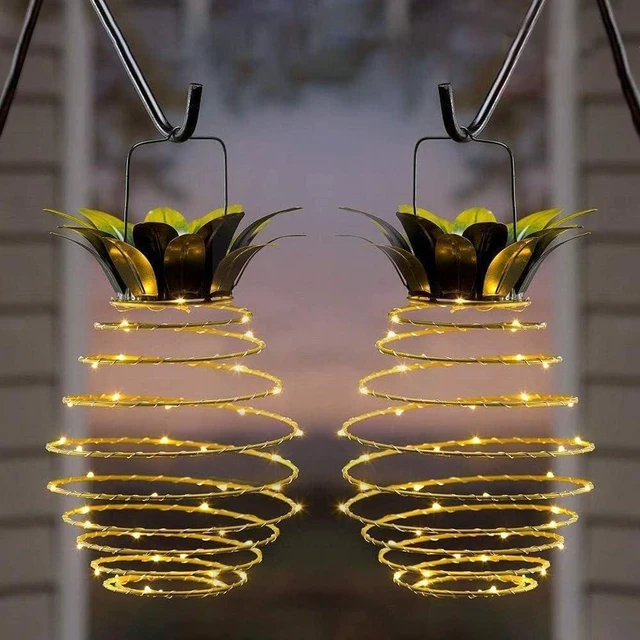 Main image of JHPGEOE 2 Pack Outdoor Solar Hanging Lantern Lights - 60LED Waterproof Solar Pineapple Light Outdoor for Garden,Yard Porch Lawn Backyard Landscape Pathway Patio Outside Gardening