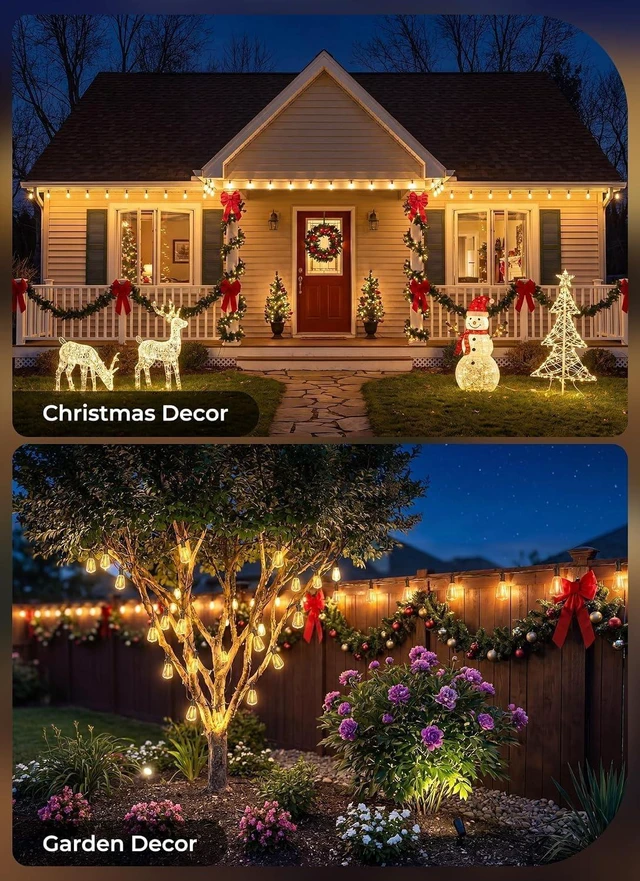 Alt view image 7 of 7 - Minetom 100FT Outdoor String Lights with Remote, ST38 Patio Lights Dimmable