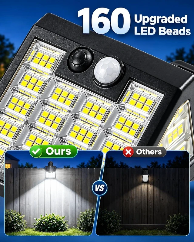Alt view image 4 of 7 - 160LEDs Clip on Solar Lights Outdoor, Motion Sensor Outdoor Lights, Clip on Solar Fence Lights Outdoor, IP65 Waterproof Solar Lights for Deck Yard Garden Camping (4 Pack)