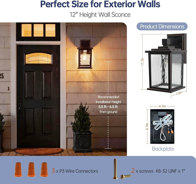 Alt view image 5 of 7 - Oil-Rubbed Bronze Outdoor Wall Light, Aluminum Porch Lights Outdoor