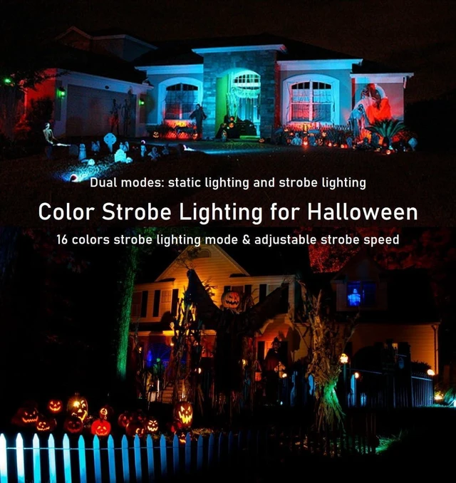 Alt view image 2 of 7 - 25W Color LED Outdoor Landscape Spotlight with Strobe Lighting - Waterproof RGB Spot Lights for Yard Tree House Halloween Christmas, Dual Mode, 120V 25W