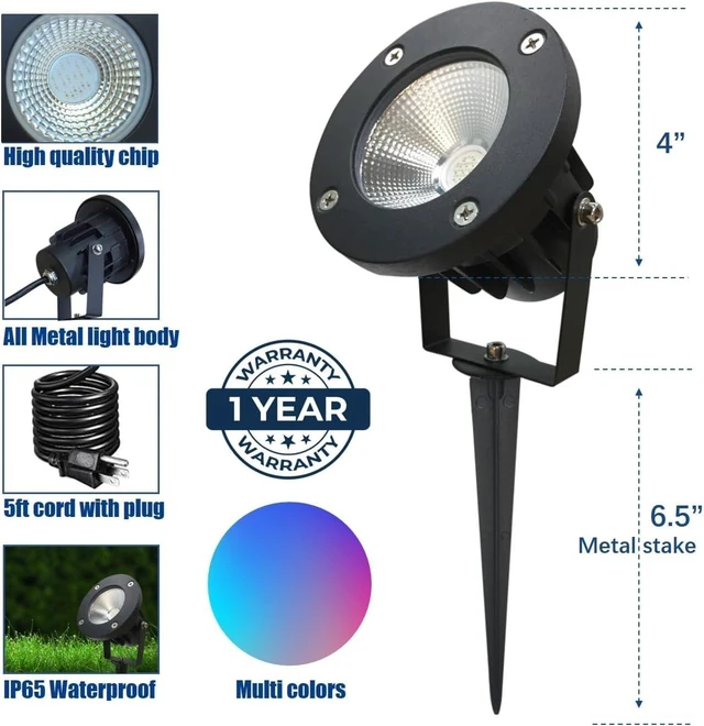 Alt view image 7 of 7 - 25W Color LED Outdoor Landscape Spotlight with Strobe Lighting - Waterproof RGB Spot Lights for Yard Tree House Halloween Christmas, Dual Mode, 120V 25W