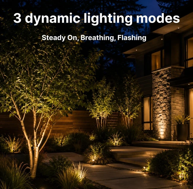 Alt view image 6 of 7 - ZYAN Solar Landscape Spotlights, Long Cable (9.8+7×6.5ft), Remote Control, Timer, Dimmable, Flashing, Auto On Off, 6000mAh Separate Panel & USB-C Powered, IP65 Waterproof, 3000K Warm White, 6 Pack