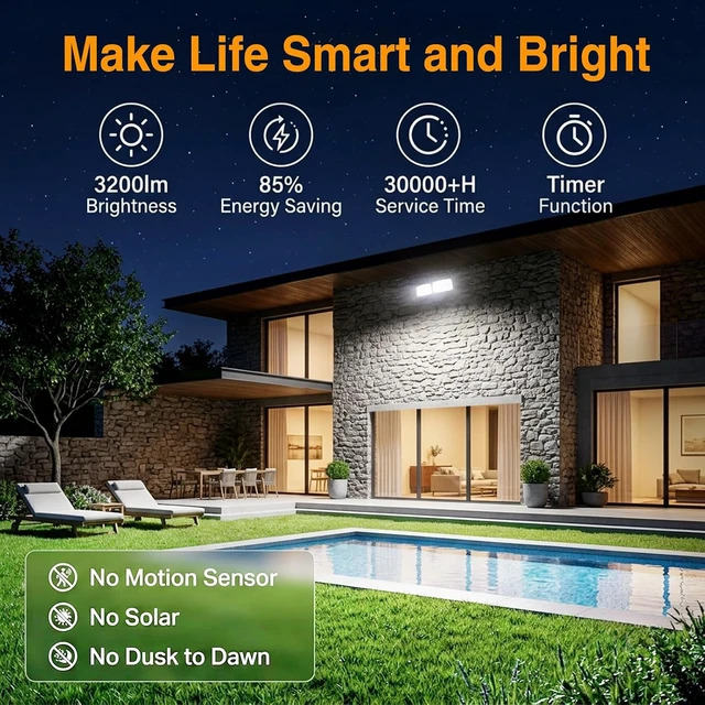 Alt view image 4 of 7 - Onforu 32W Smart Flood Lights Outdoor, 3CCT WiFi Hardwired Security Light