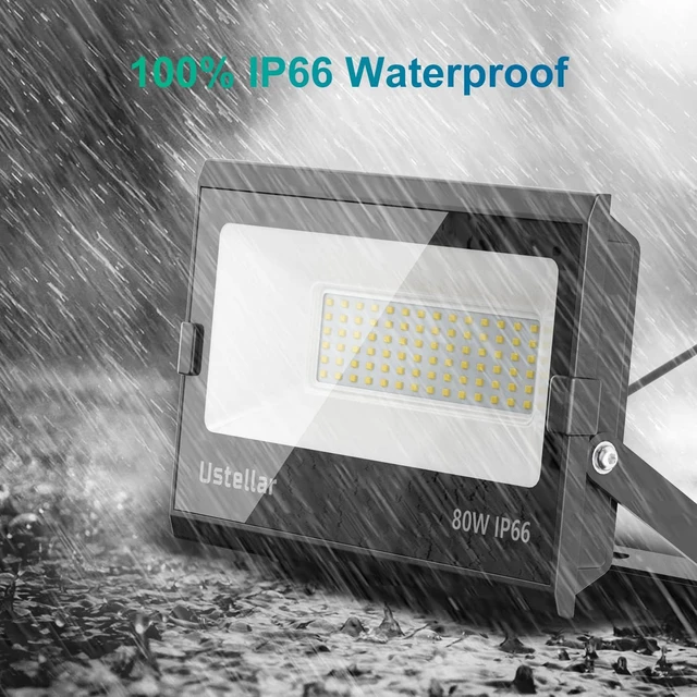 Alt view image 2 of 6 - 80W LED Flood Lights Outdoor Hardwired Security Light IP66 Waterproof 5000K