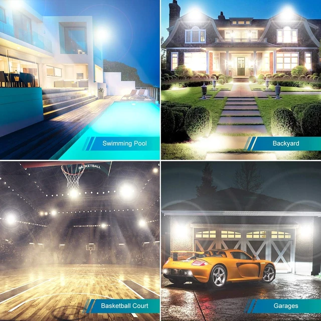Alt view image 6 of 6 - 80W LED Flood Lights Outdoor Hardwired Security Light IP66 Waterproof 5000K