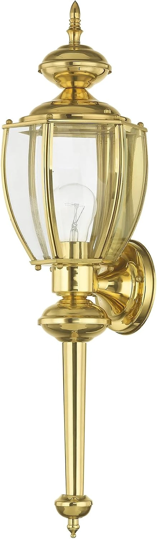 Alt view image 6 of 7 - Livex Lighting 2112-02 Outdoor Wall Lantern, Polished Brass