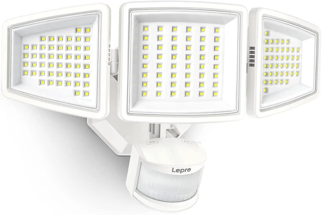 Main image of Lepro LED Security Lights, Outdoor Motion Sensor Light, Flood Lights with 3 Adjustable Heads, 270° Wide Lighting Angle, 27W 3200LM Super Bright, IP65 Waterproof for Yard Porch Garage, White