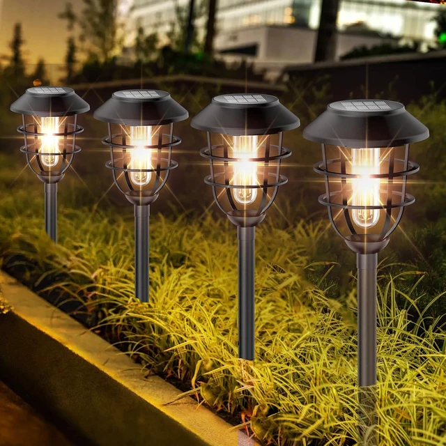 Alt view image 7 of 7 - Bright Solar Lights Outdoor, Metal Solar Pathway Lights Outdoor IP65 Waterproof 6 Pack Solar Garden Lights with Auto On Off for Yard, Patio, Walkway, Driveway and Landscape Decoration,Warm White