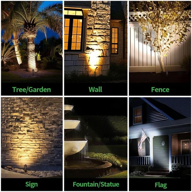 Alt view image 4 of 7 - LED Spotlight, 3000K/4000K/5000K Adjustable Color Temperature Waterproof Outdoor Landscape Uplight, 12V AC/DC Wired Durable Aluminum ORB for Tree Garden Wall 4 Pack