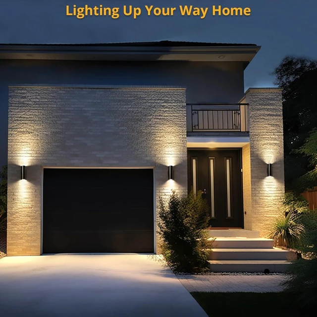 Alt view image 5 of 7 - wowlite Outdoor Wall Sconce, Modern Up & Down Wall Light, Matte Black