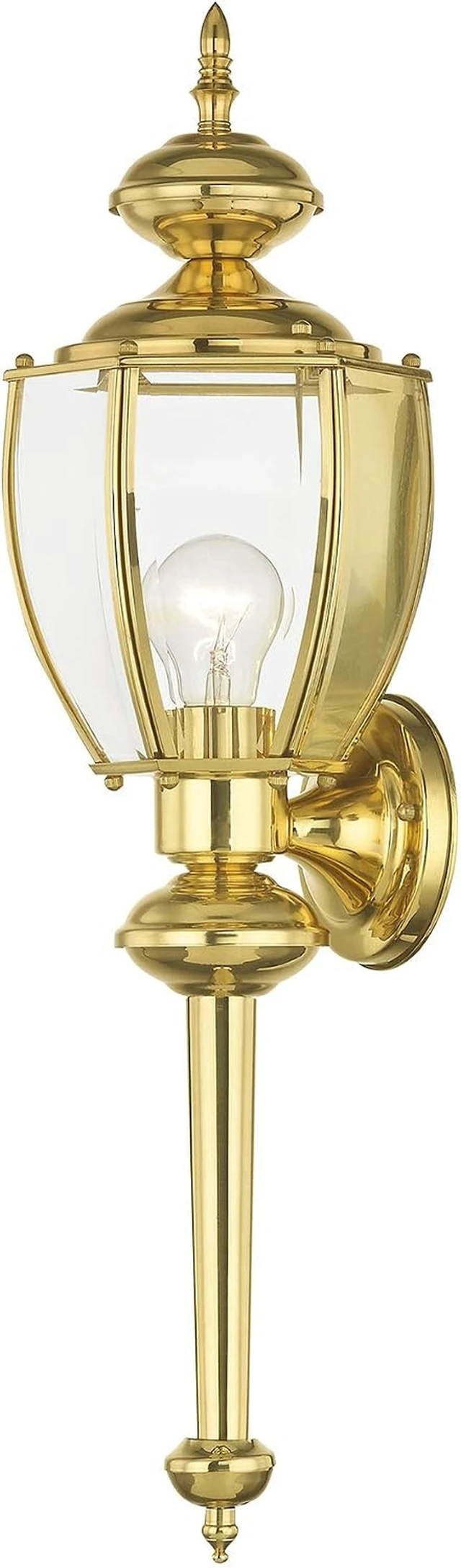 Alt view image 3 of 7 - Livex Lighting 2112-02 Outdoor Wall Lantern, Polished Brass