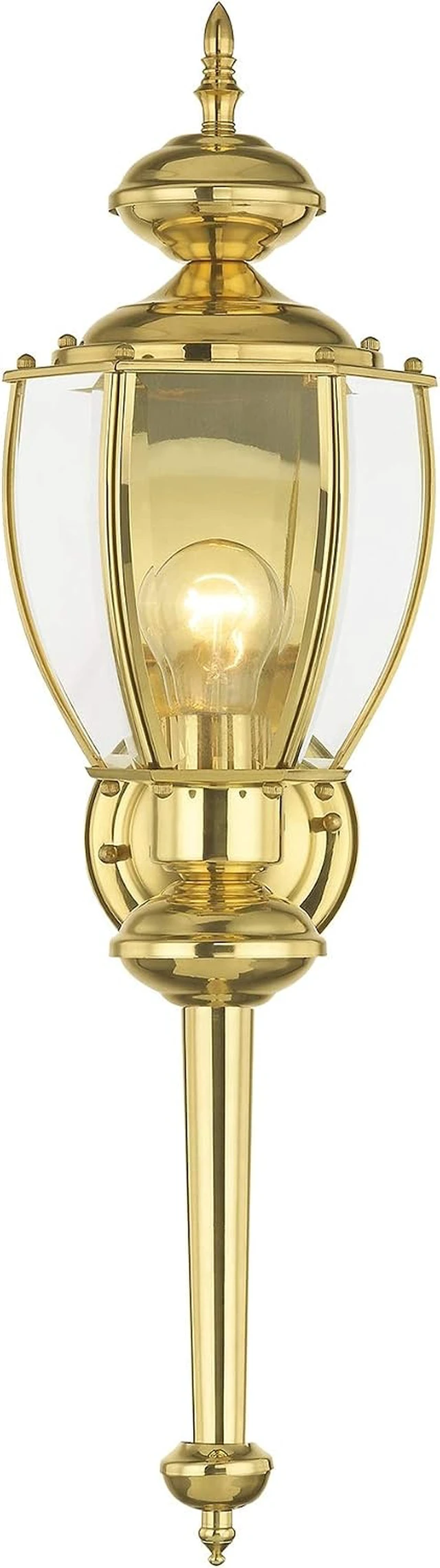 Alt view image 4 of 7 - Livex Lighting 2112-02 Outdoor Wall Lantern, Polished Brass