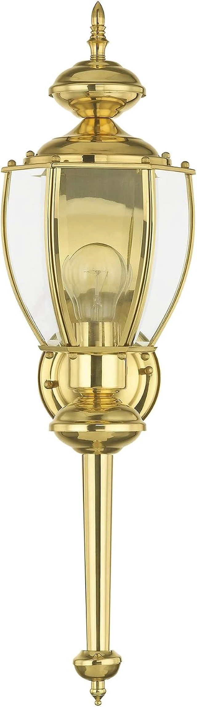 Alt view image 5 of 7 - Livex Lighting 2112-02 Outdoor Wall Lantern, Polished Brass