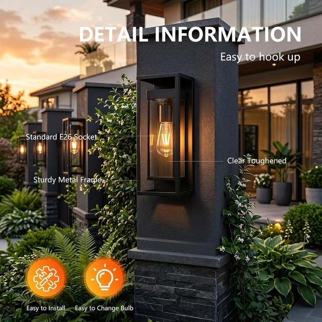 Alt view image 3 of 7 - 15 Inch Outdoor Wall Light Fixtures Anti-Rust Porch Lights Outdoor Waterproof Exterior Porch Light Exterior Lighting Fixtures Front Door Wall Lantern for House