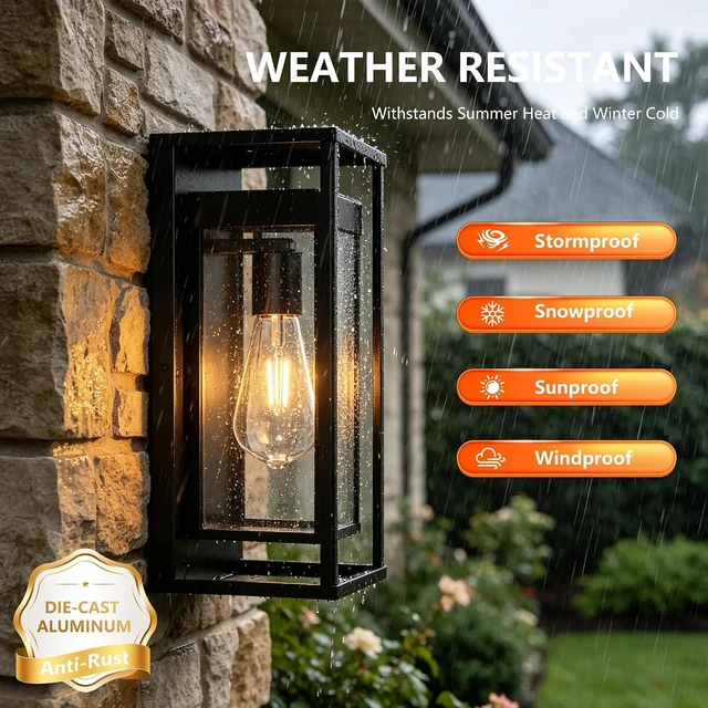 Alt view image 4 of 7 - 15 Inch Outdoor Wall Light Fixtures Anti-Rust Porch Lights Outdoor Waterproof Exterior Porch Light Exterior Lighting Fixtures Front Door Wall Lantern for House