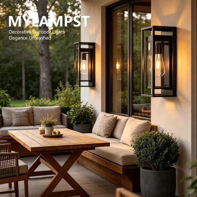 Alt view image 5 of 7 - 15 Inch Outdoor Wall Light Fixtures Anti-Rust Porch Lights Outdoor Waterproof Exterior Porch Light Exterior Lighting Fixtures Front Door Wall Lantern for House