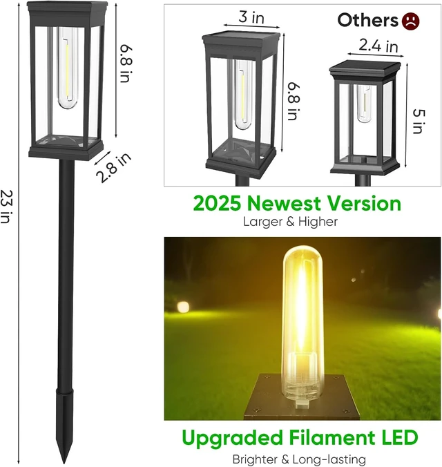 Alt view image 5 of 7 - 8 Pack Solar Pathway Lights Outdoor,IP65 Waterproof - Bright Solar Lights Outdoor,Auto On/Off Pathway Lights Solar Powered,Solar Path Lights for Walkway Driveway Garden