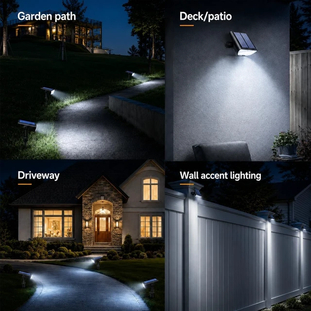 Alt view image 3 of 7 - RUIKORING 73 LED Solar Spot Lights Outdoor Waterproof 4 Pack, Cool White