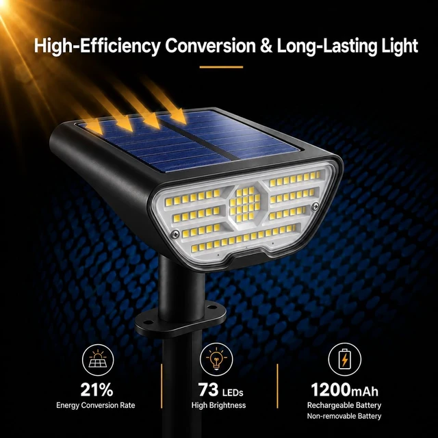 Alt view image 4 of 7 - RUIKORING 73 LED Solar Spot Lights Outdoor Waterproof 4 Pack, Cool White