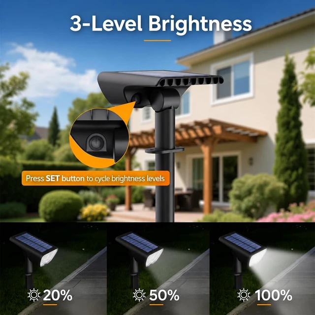 Alt view image 6 of 7 - RUIKORING 73 LED Solar Spot Lights Outdoor Waterproof 4 Pack, Cool White