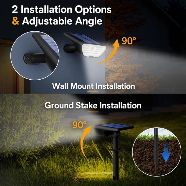 Alt view image 7 of 7 - RUIKORING 73 LED Solar Spot Lights Outdoor Waterproof 4 Pack, Cool White