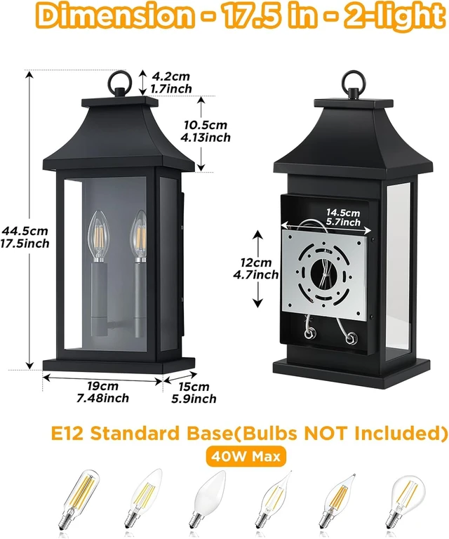 Alt view image 3 of 7 - 1-Pack Outdoor Wall Lights, 18 Inches Exterior Lighting Fixtures