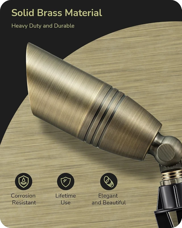 Alt view image 2 of 7 - EDISHINE 4 Pack Low Voltage Landscape Spotlights Solid Brass Outdoor Lights