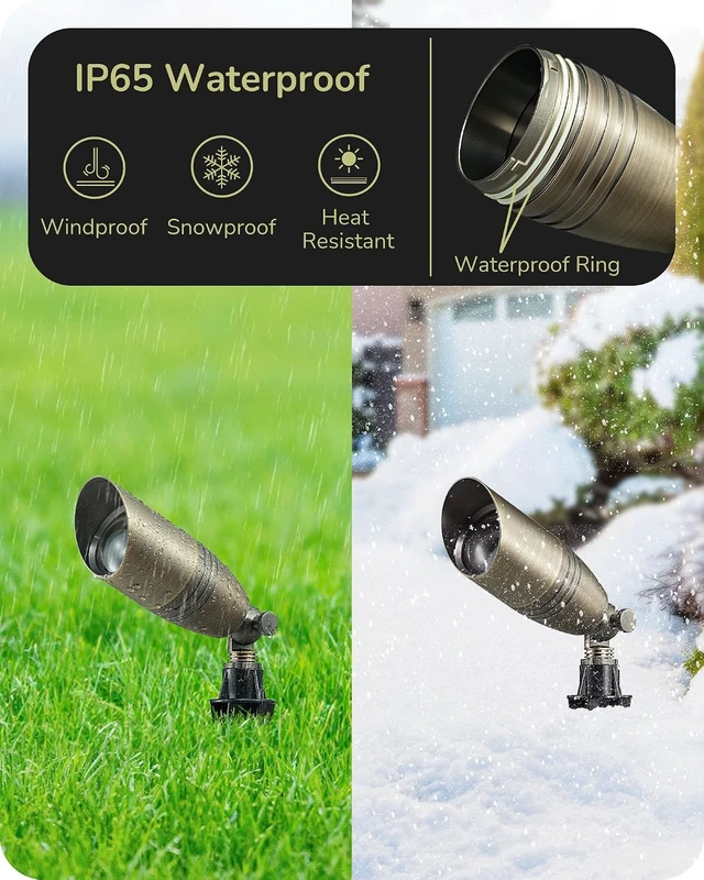 Alt view image 3 of 7 - EDISHINE 4 Pack Low Voltage Landscape Spotlights Solid Brass Outdoor Lights