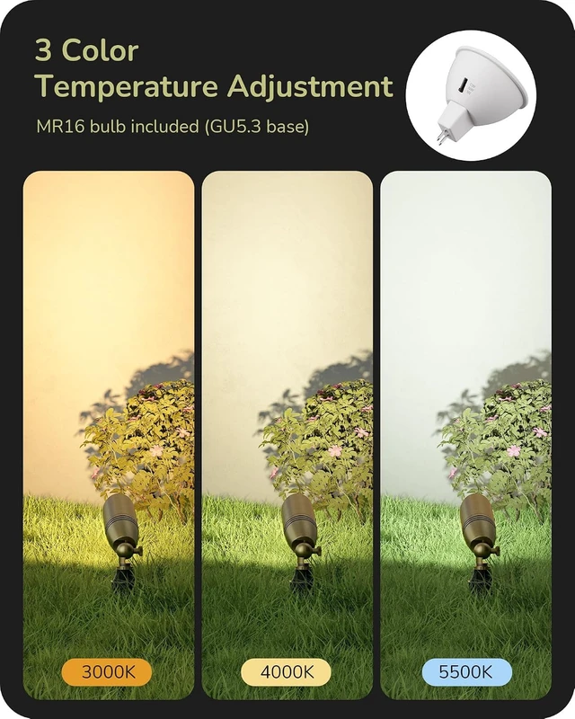 Alt view image 4 of 7 - EDISHINE 4 Pack Low Voltage Landscape Spotlights Solid Brass Outdoor Lights