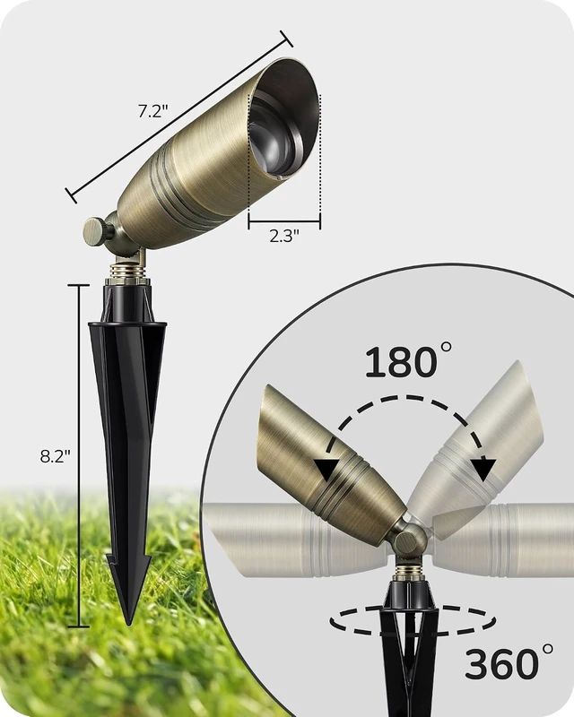Alt view image 5 of 7 - EDISHINE 4 Pack Low Voltage Landscape Spotlights Solid Brass Outdoor Lights