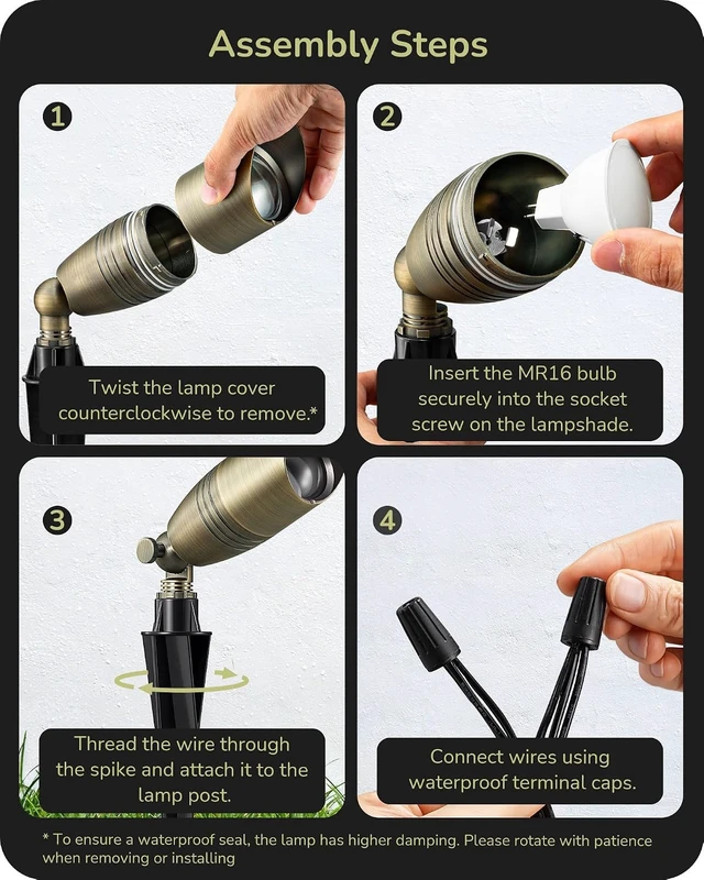 Alt view image 6 of 7 - EDISHINE 4 Pack Low Voltage Landscape Spotlights Solid Brass Outdoor Lights