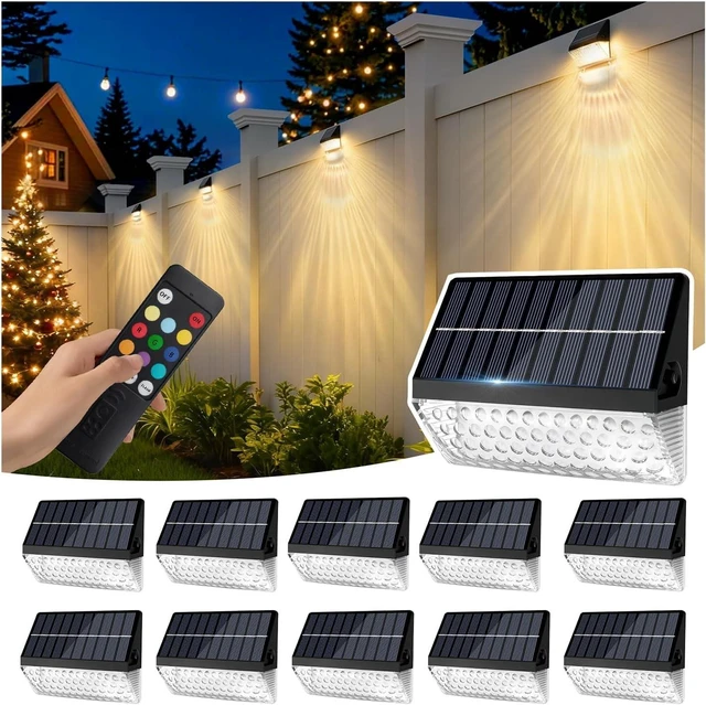 Main image of LumiZen Solar Fence Lights, RGB Deck Lights 12 Modes Remote Control 12 Pack