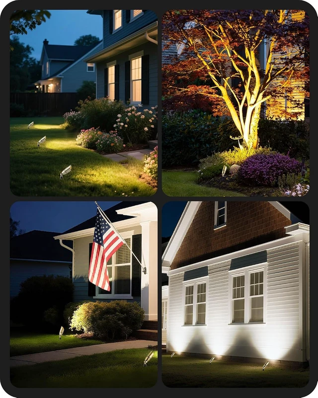 Alt view image 7 of 7 - EDISHINE 4 Pack Low Voltage Landscape Spotlights Solid Brass Outdoor Lights
