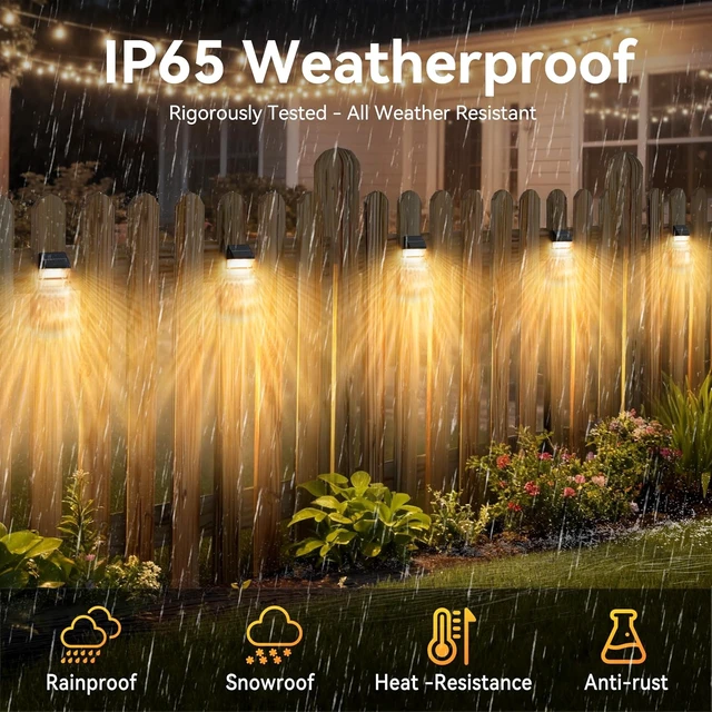 Alt view image 6 of 7 - LumiZen Solar Fence Lights, RGB Deck Lights 12 Modes Remote Control 12 Pack