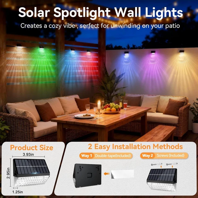Alt view image 7 of 7 - LumiZen Solar Fence Lights, RGB Deck Lights 12 Modes Remote Control 12 Pack