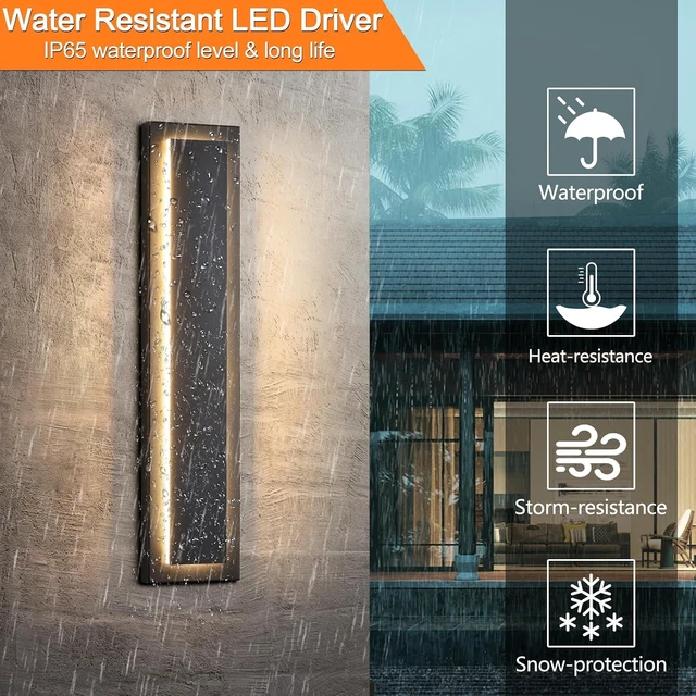 Alt view image 4 of 7 - tewei 23.6'' Modern Exterior Light Fixture, LED Outdoor Wall Lights Black