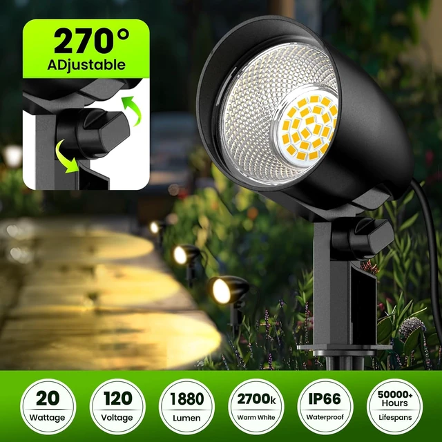 Alt view image 2 of 7 - ZZXX 20W Outdoor Spotlight 120V Landscape Lighting, 1880LM 2700K Yard Light